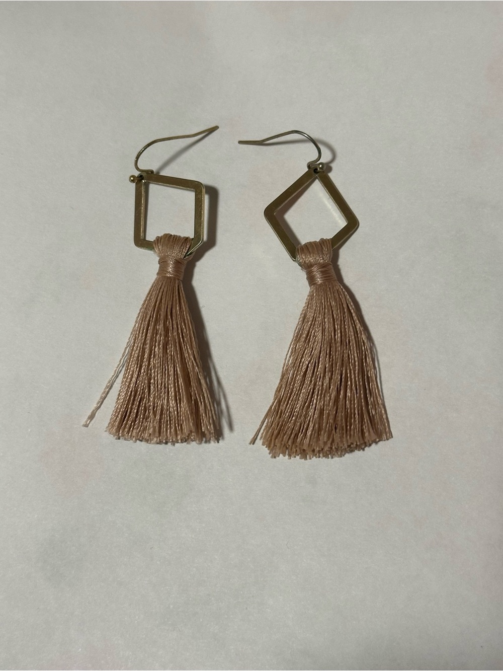 Tassel Drop Earrings with Gold Diamond frame